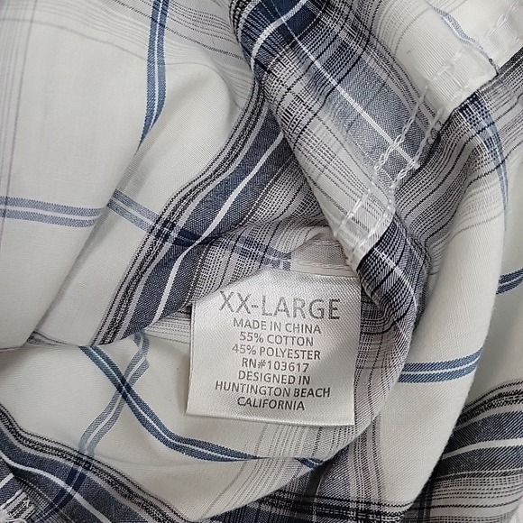 Coastal Mens White Plaid Pearl Snap Western Shirt Sz 2XL Cotton Long Sleeve - Picture 2 of 9
